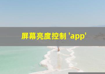 屏幕亮度控制 'app'